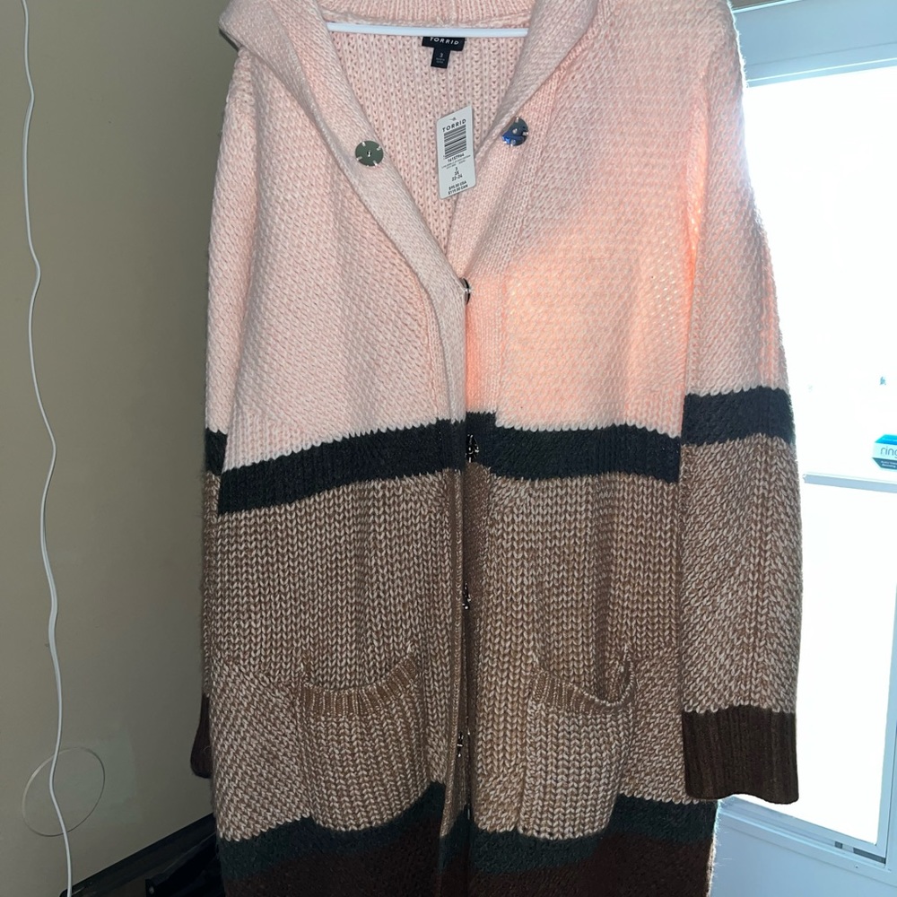 Long snap down sweater from torrid